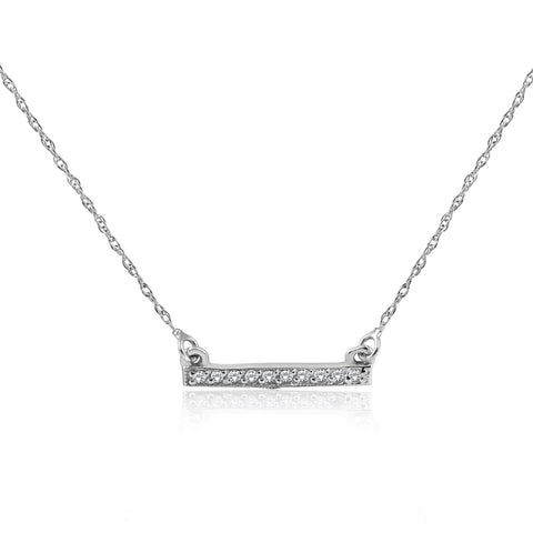 1/16ct Diamond Bar Pendant Necklace 14K White Gold