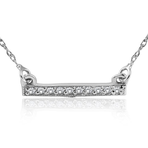 1/16ct Diamond Bar Pendant Necklace 14K White Gold
