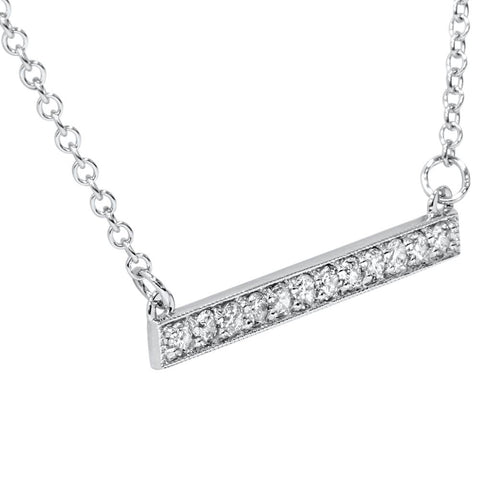 1/2ct Bar Pendant Diamond Necklace in 14K White Gold (Not Enhanced) 1.2" Wide