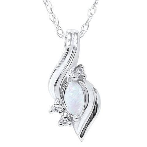 1/4ct Marquise Opal Fancy Diamond Solitaire Accent Pendant 14K White Gold