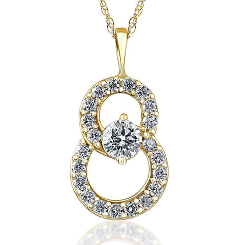 1/2Ct T.W. Circled By Love Diamond Pendant 10k Yellow Gold Women's Necklace