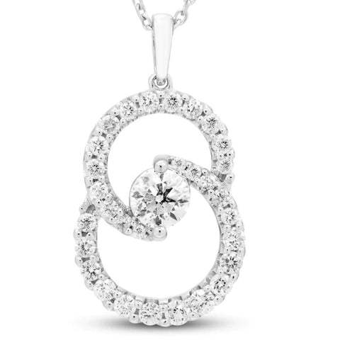 1Ct T.W. Circled By Love Diamond Pendant 10k White Gold Women's Necklace