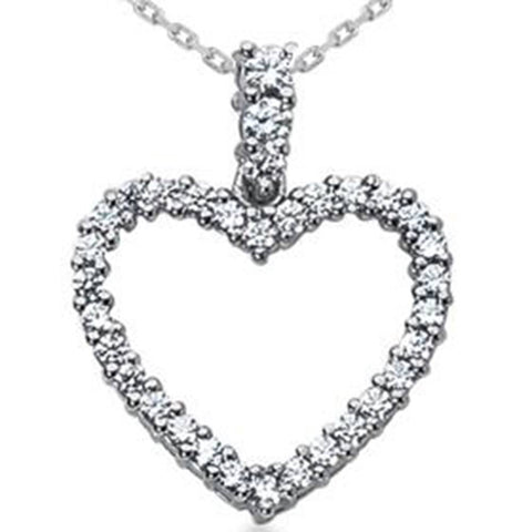 1ct Diamond Heart Pendant 14K White Gold Necklace