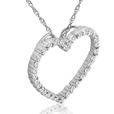 10K White Gold 1/2 Ct TW Lab Grown Diamond Heart Pendant 18" Necklace