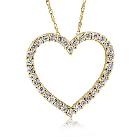 1/2Ct Diamond Heart Pendant Women's Necklace in White, Yellow, or Rose Gold