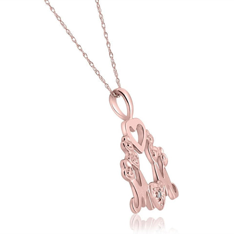 Diamond Mom Pendant Necklace in White, Yellow, or Rose Gold