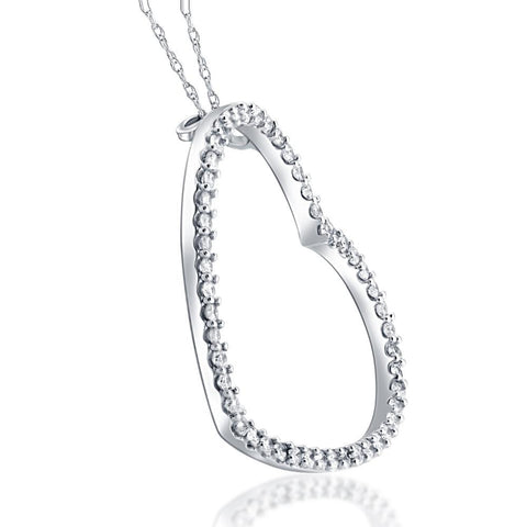 1ct Real Diamond Large Heart Shape Pendant White Gold Necklace