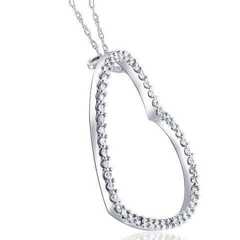2ct Heart Shaped HUGE Diamond Pendant Necklace 10k White Gold