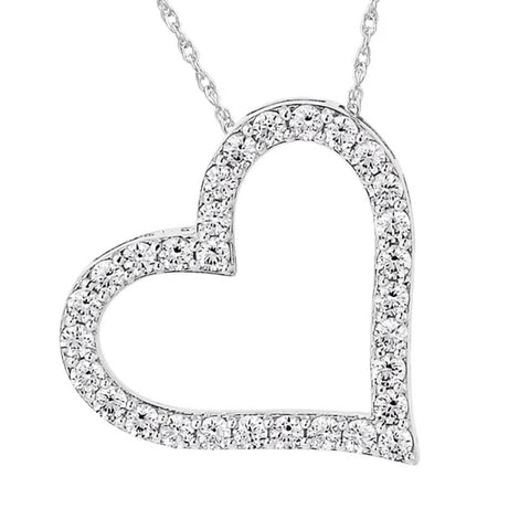 1/2 ct Real Diamond Heart Shape Pendant 14k White Gold Necklace