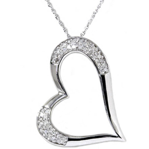 1/2ct Pave Real Diamond Heart Shape White Gold Pendant