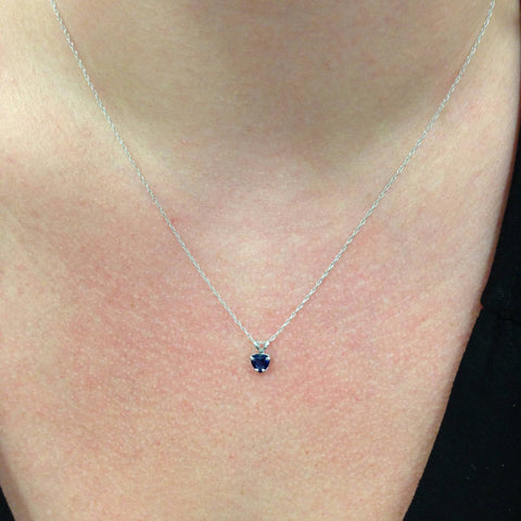 Women's 1/2ct Blue Heart Shape Sapphire Pendent 14K Gold 18" Chain Included