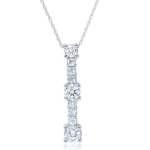 14K White Gold 1/2ct Diamond Stick Pendant Necklace