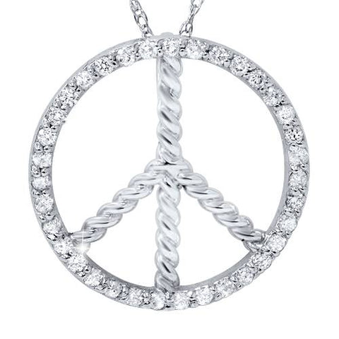 3/8ct Peace Diamond Pendant 14K White Gold