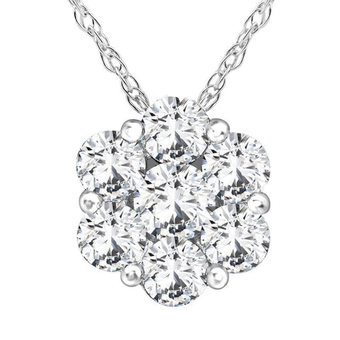 1/2ct Pave Fire Diamond Halo Pendant 14K White Gold Womens Solitaire Jewelry