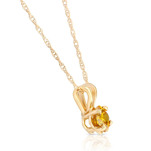 VS 1/4Ct Canary Yellow Cushion Diamond Lab Grown Pendant Yellow Gold Necklace