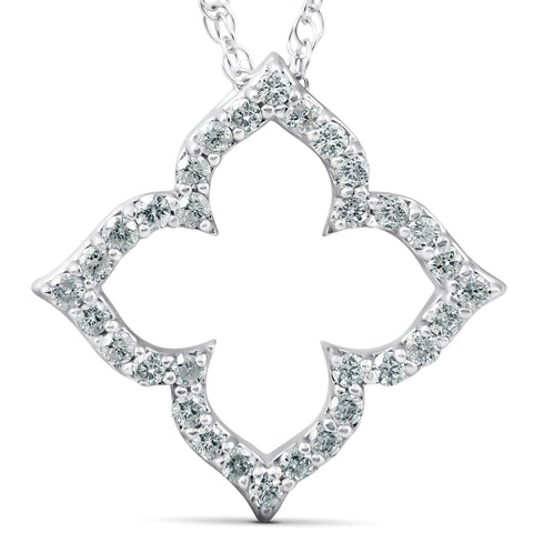 1/3 Ct Diamond Floral Designer Pendant 14k White Gold