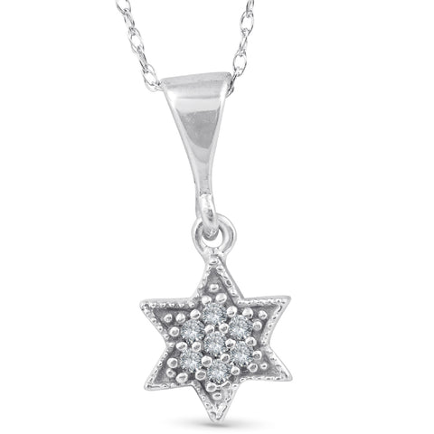 14K 1/15ct Pave Star Of David Diamond Dangle Pendant