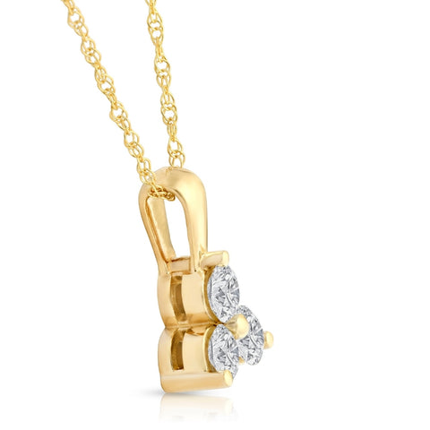 VS 1 Ct TW Diamond 3-Stone Pendant in White Yellow Rose Gold Lab Grown Necklace