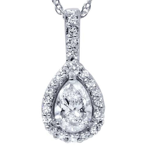 3/8ct Fancy Pear Shaped 14k Solitaire Diamond Pendant