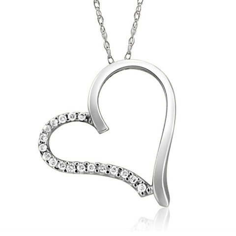 1/10Ct Sideways Diamond Heart Pendant Necklace in White, Yellow, or Rose Gold