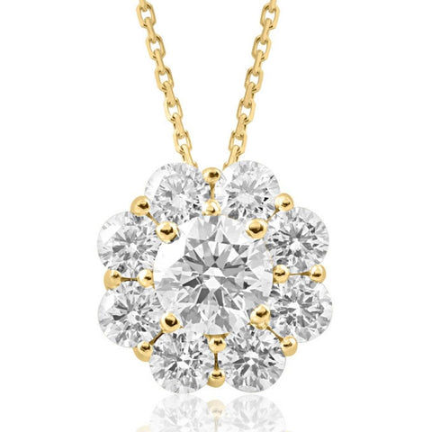 1 Ct Diamond Pendant 10k Yellow Gold Necklace