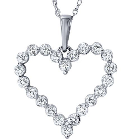 3/4Ct Diamond Heart Pendant in White or Yellow Gold