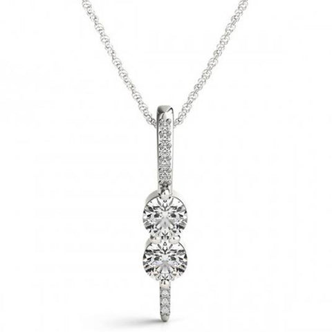 Forever Us 2 Stone Genuine Diamond Pendant 1/2 Carat 10K White Gold & 18" Chain