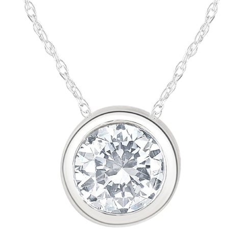 1 1/2Ct Solitaire Round Cut Lab Grown Diamond Bezel Necklace Pendant