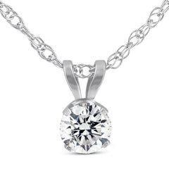 1/6ct Solitaire Real 14K Diamond Pendant Necklace