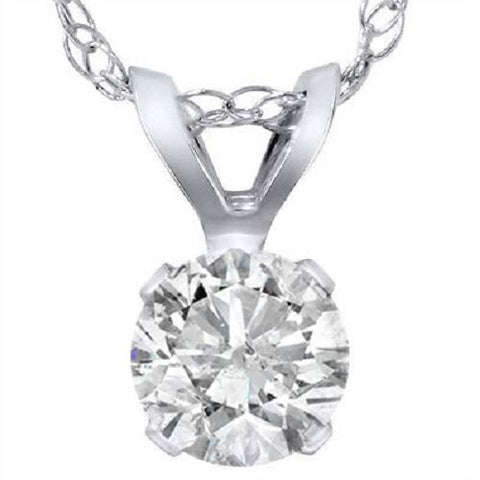 .90 Carat Solitaire Pendant Natural Diamond 14K White Gold Womens Necklace
