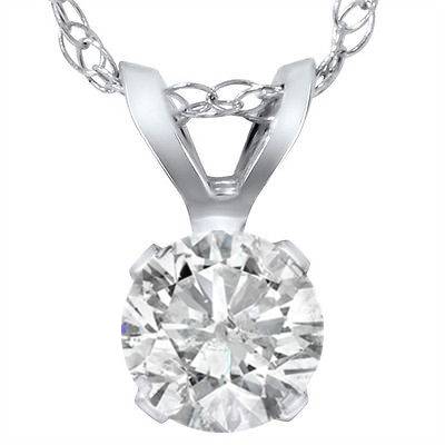 3/4ct Round Cut Real Diamond Solitaire Pendant 14K White Gold