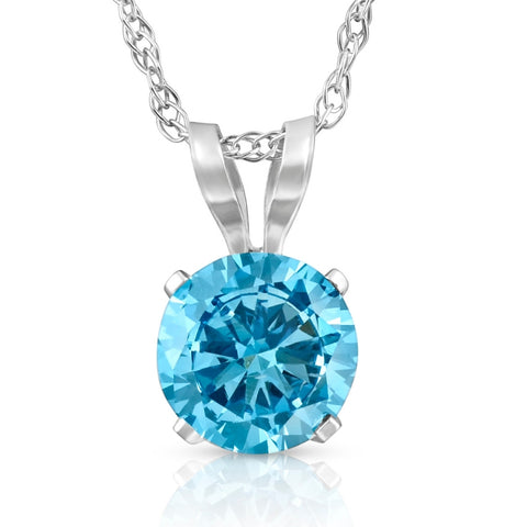 1/2Ct Lab Grown Blue Diamond Solitaire Pendant Necklace14k White or Yellow Gold