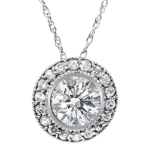 Diamond Necklace 6 ct tw Princess/Round 14K White Gold 19