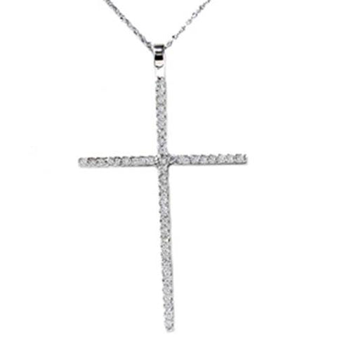 White Gold 3/4ct Genuine Diamond Cross Pendant Necklace