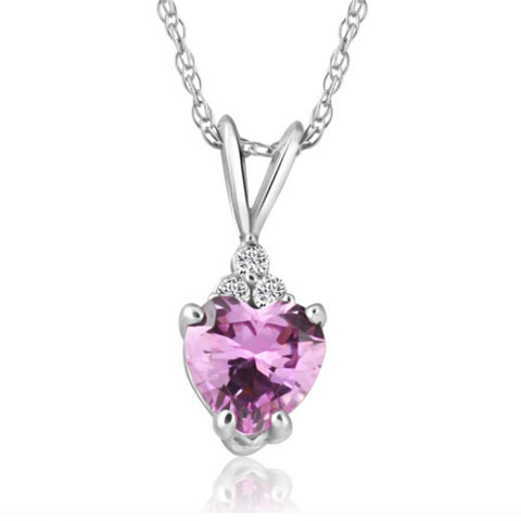 1/2ct Diamond & Pink Sapphire Heart Pendant in 14K Yellow, White, or Rose Gold