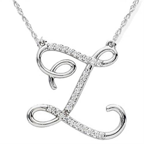 Diamond "Z" Initial Pendant 18" Necklace 14K White Gold