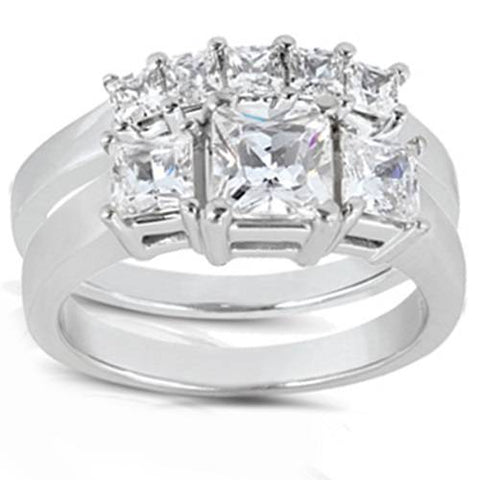 2ct Princess Cut Diamond Ring Set 14K Gold
