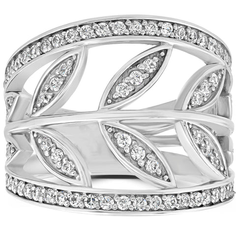 1Ct Diamond Floral Knuckle Ring 14K White Gold