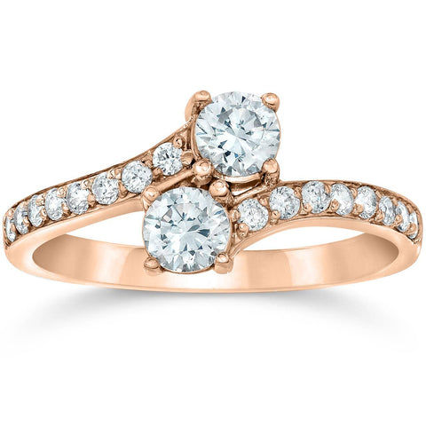 1 Carat Forever Us 2 Stone Solitiare Diamond Engagement Ring 14K Rose Gold