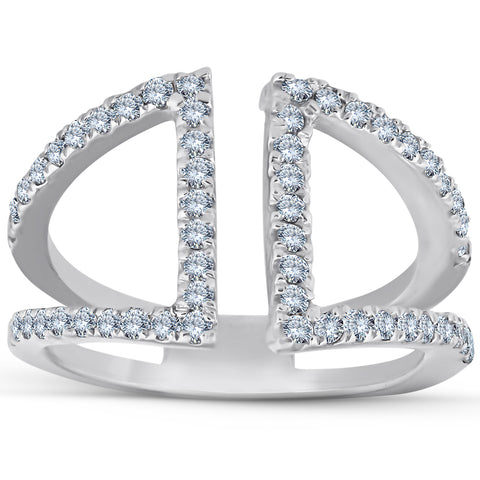 1/2 Ct Diamond Ring Fashion Right Hand Split Band 10K White Gold