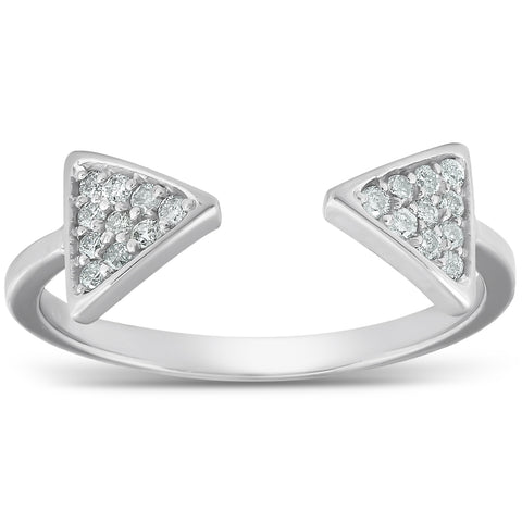 1/5ct Diamond Ring Open Triangle Fashion Right Hand Split Band White Gold