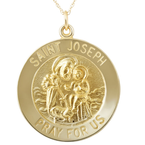 14k Yellow Gold St. Joseph Medal Pendant 1" Tall 5 Grams