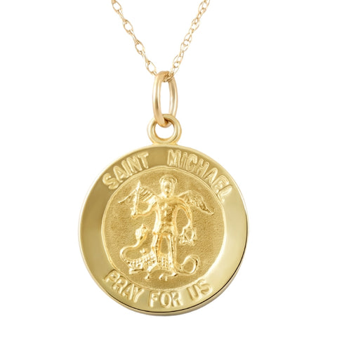 14k Yellow Gold St. Michael Medal Pendant .5" Tall 1 Gram