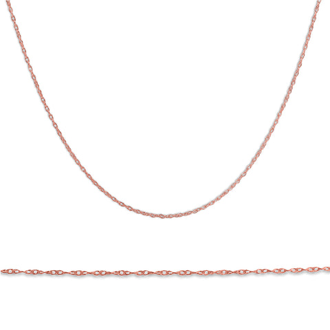 Solid 1.1MM 14k Rose Gold 18" Durable Chain With Spring Ring