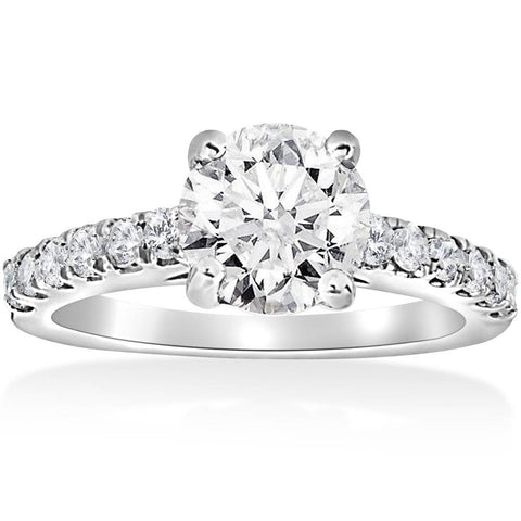 Solitaire Engagement Ring 2.00 CT Round Cut Diamond With 14K White
