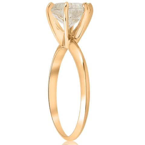 2 1/2 ct Round Solitaire Diamond Engagement Ring 14k Yellow Gold Enhanced