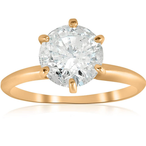 Large 2 1/2 ct Round Solitaire Diamond Engagement Ring 14k Yellow Gold Enhanced