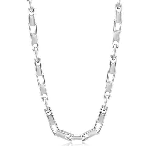 Men's Steel Single Tone 6mm Oval Link Flexible 24 " Necklace