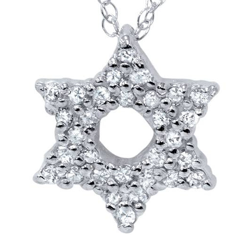White Gold 1/4ct Star Of David Pave Diamond Pendant