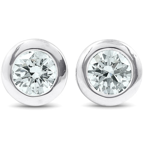 G/VS .25 ctw 14k White Gold Diamond Bezel Martini Stud Earrings Lab Grown